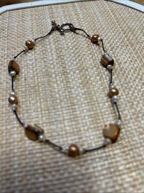 Delicate Brown Beaded Bracelet with Toggle Clasp